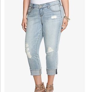 Torrid Size 12 Lace Underlay Crop Boyfriend Jeans